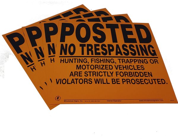 Posted No Trespassing Hunting Fishing Trapping Motorized Vehicles Sign ALUMINUM Sign - Image 4