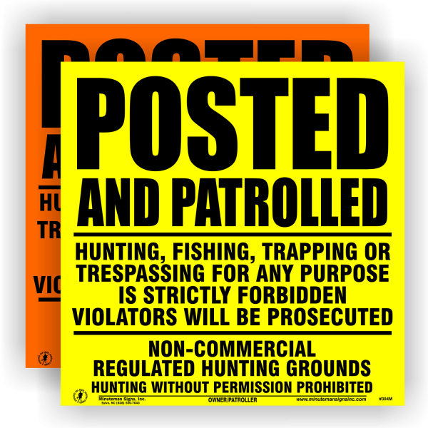 Non-commercial Regulated Hunting Grounds Semi-rigid POLY Posted Sign - Image 2