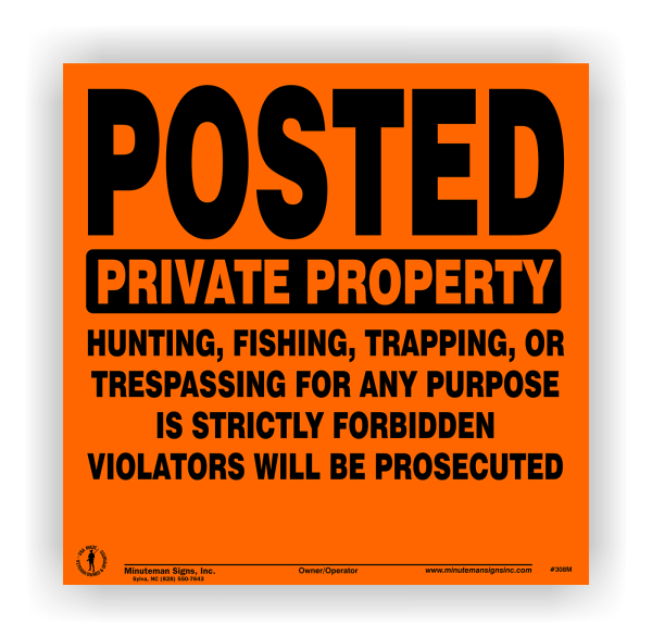 Posted Private Property Sign Yellow Semi-Rigid POLY - Image 2