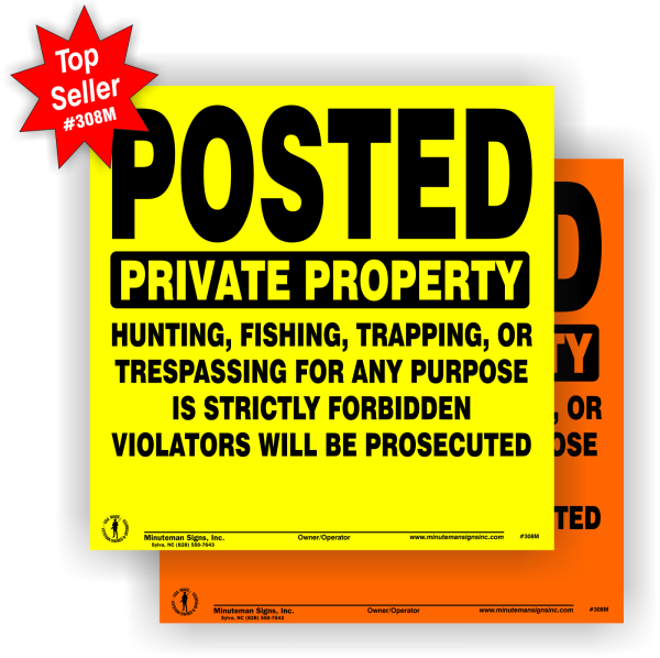 Posted Private Property Sign Yellow Semi-Rigid POLY