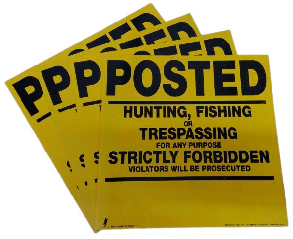 Minuteman Original Posted Hunting, Fishing or Trespassing Yellow/ Orange POLY Sign - Image 6