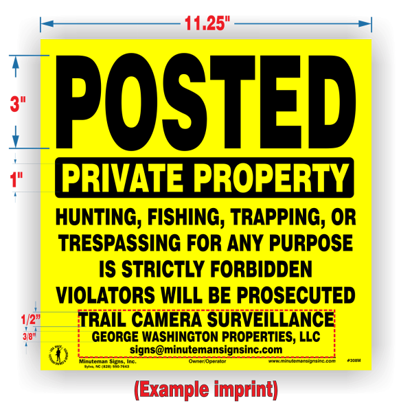 Posted Private Property Sign Yellow Semi-Rigid POLY - Image 4