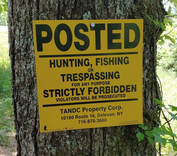 Minuteman Original Posted Hunting, Fishing or Trespassing Yellow/ Orange POLY Sign - Image 4