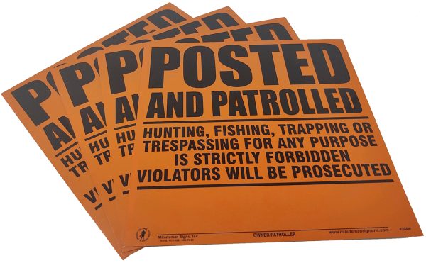 Orange Posted and Patrolled ALUMINUM Posted Sign - Image 3